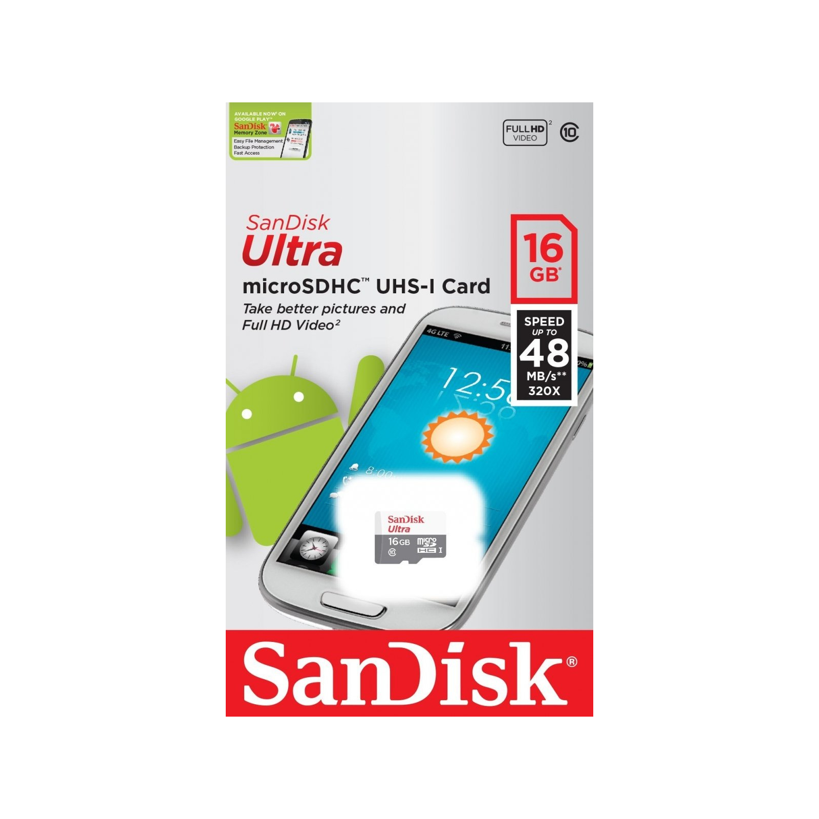 Карта памяти SanDisk 16GB Miсro-SDHC Class 10 UHS-I Ultra (SDSQUNS-016G-GN3MN) изображение 3