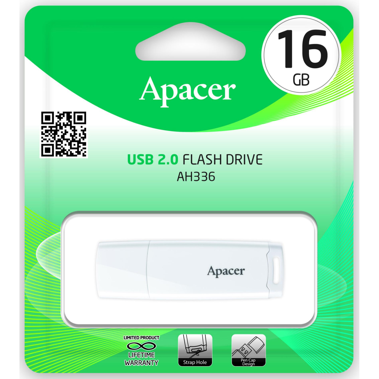 USB флеш накопитель Apacer 16GB AH336 White USB 2.0 (AP16GAH336W-1) изображение 4