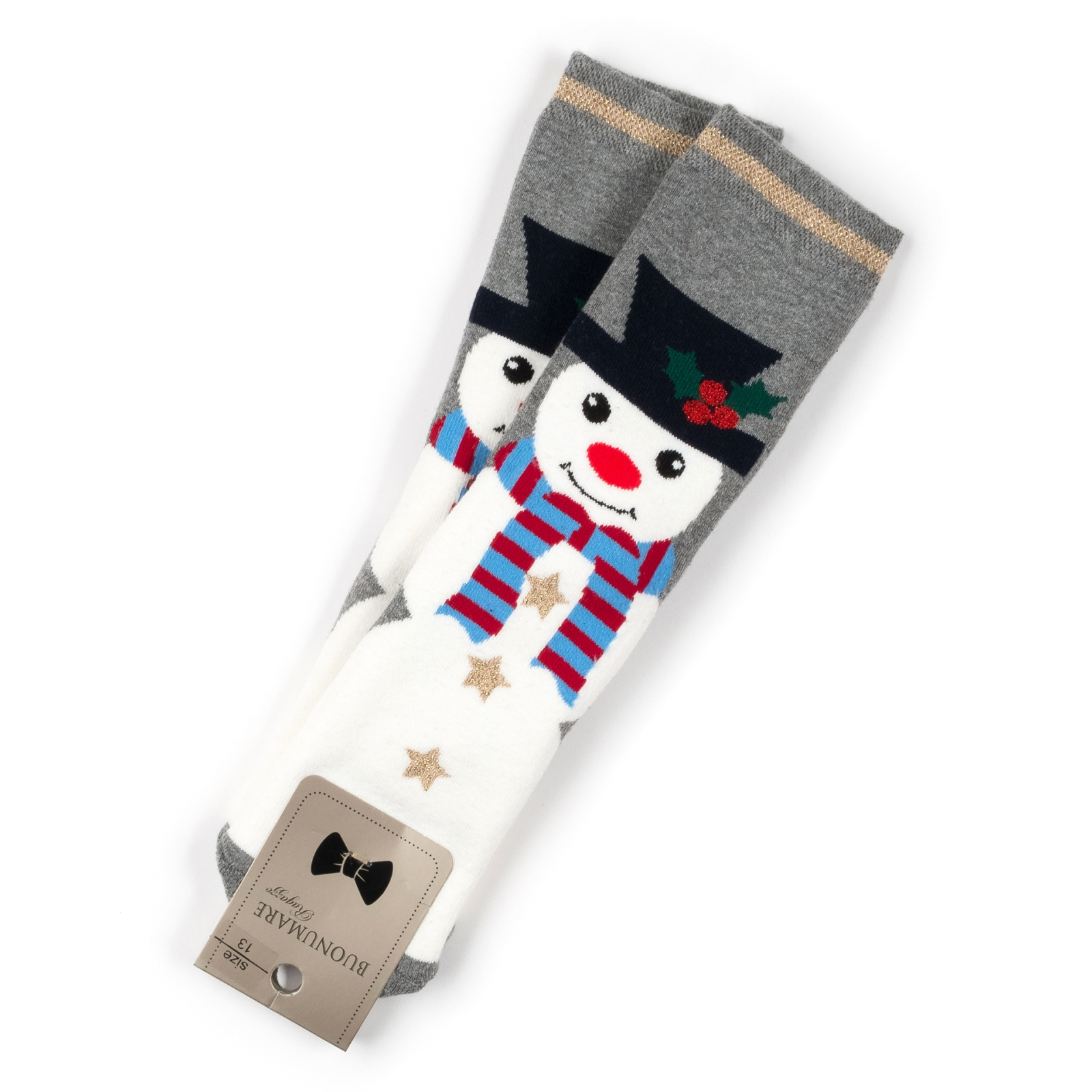 Шкарпетки дитячі BNM махрові зі сніговиком (M1C0101-2023-11-gray)