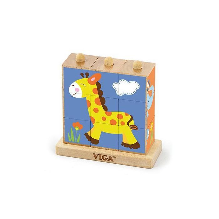 Развивающая игрушка Viga Toys Пазл-кубики вертикальный Сафари (50834)