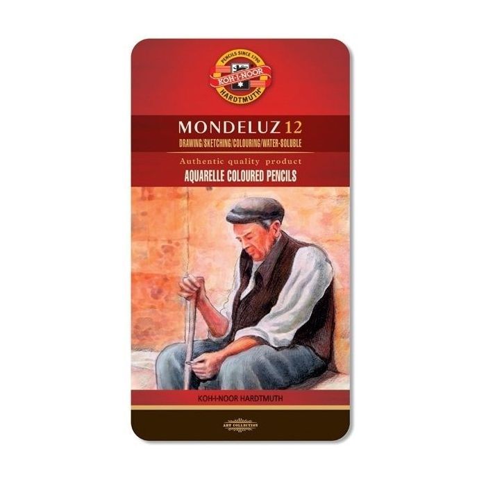 Карандаши цветные Koh-i-Noor Mondeluz акварельные метал. пенал 12 цветов (3722)