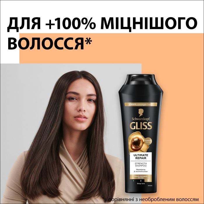 Шампунь Gliss Ultimate Repair для пошкодженого та сухого волосся 400 мл (9000100663410) зображення 2