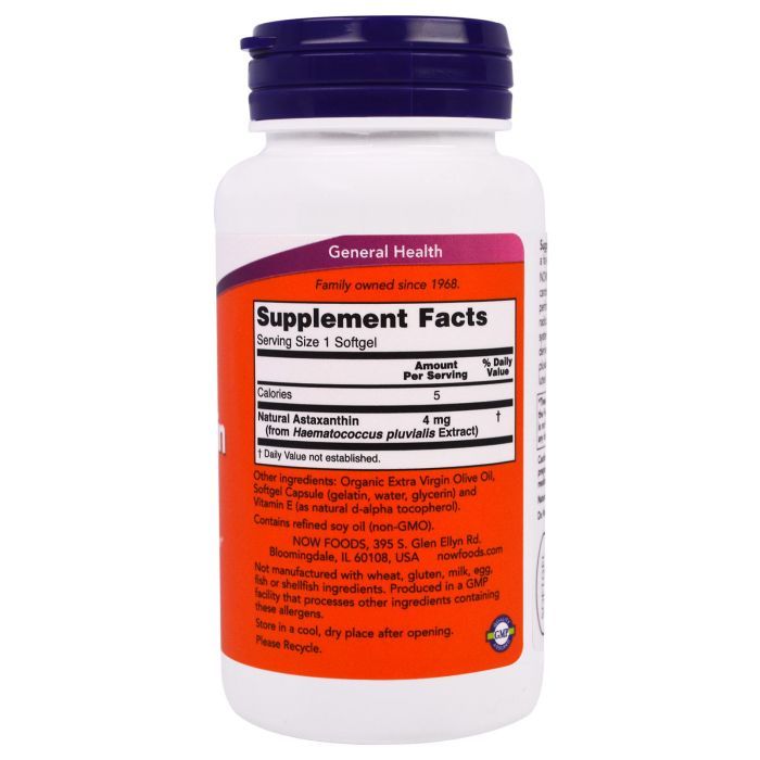 Антиоксидант Now Foods Астаксантин 4мг, 90 желатиновых капсул (NOW-02305) изображение 2