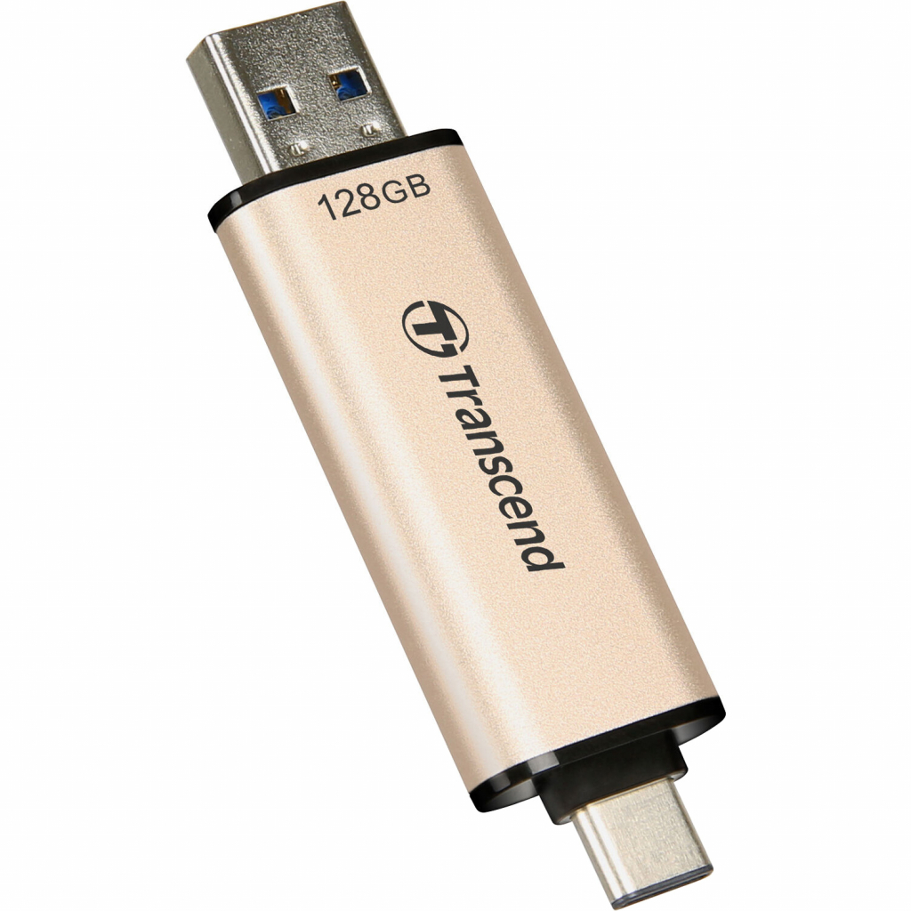 USB флеш накопичувач Transcend 128GB JetFlash 930 Gold-Black USB 3.2/Type-C (TS128GJF930C) зображення 4