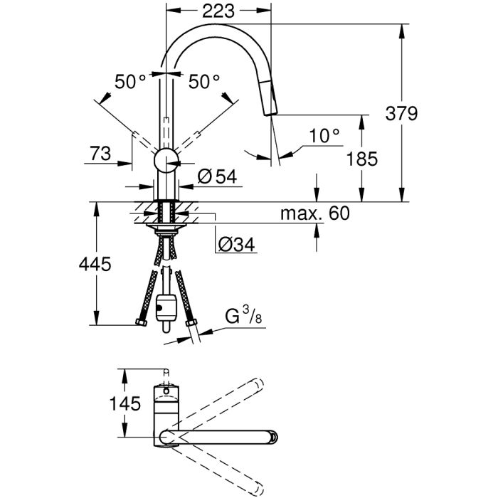 Смеситель Grohe VENTO OHM C DUAL SPRAY (30438000) изображение 3