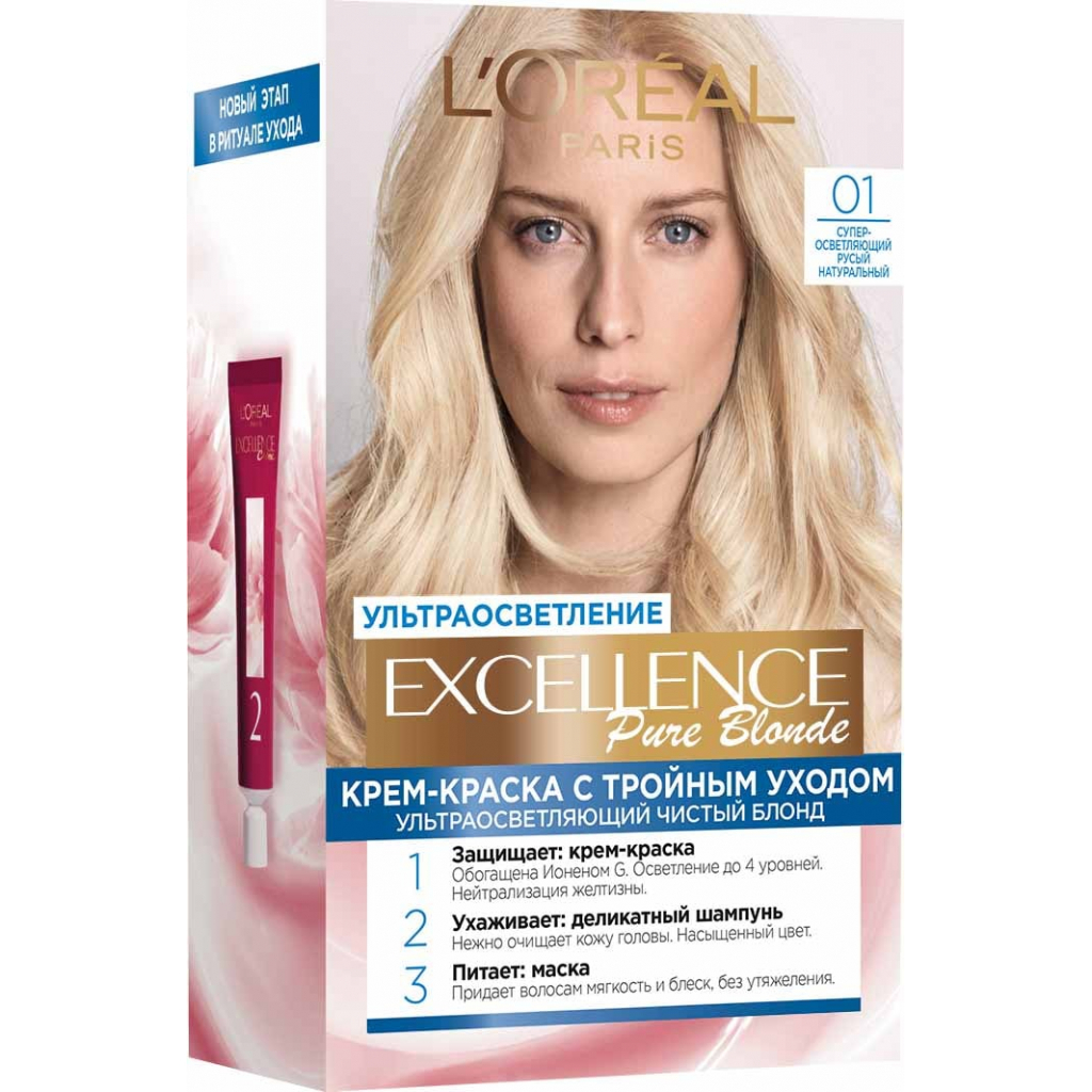 Краска для волос L'Oreal Paris Excellence 01 Супер-осветляющий русый натуральный (3600523781140)