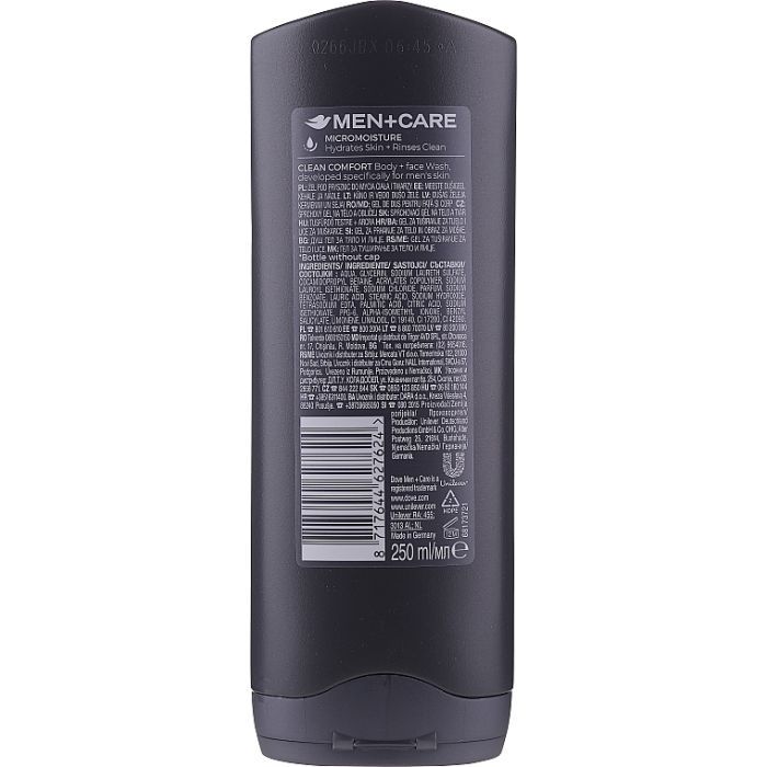 Гель для душа Dove Men+Care Чистота и комфорт 250 мл (8720181313417) изображение 2