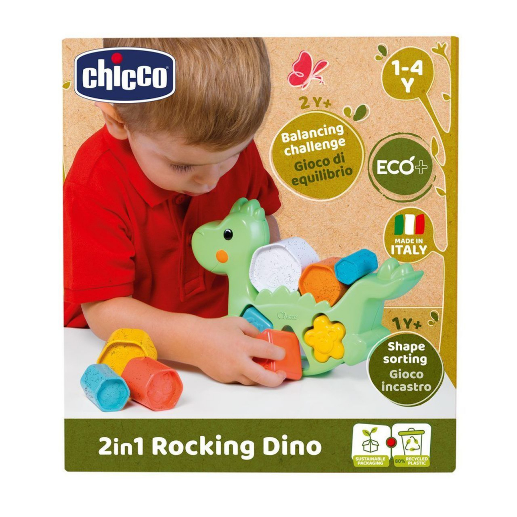 Развивающая игрушка Chicco сортер 2 в 1 Eco+ Балансирующий динозавр (10499.10) изображение 4