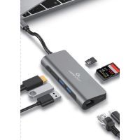 Концентратор Cablexpert USB-C 5-in-1 (HUB/HDMI/PD/CR/Lan) (A-CM-COMBO5-01) изображение 3