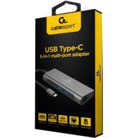 Концентратор Cablexpert USB-C 5-in-1 (HUB/HDMI/PD/CR/Lan) (A-CM-COMBO5-01) изображение 4