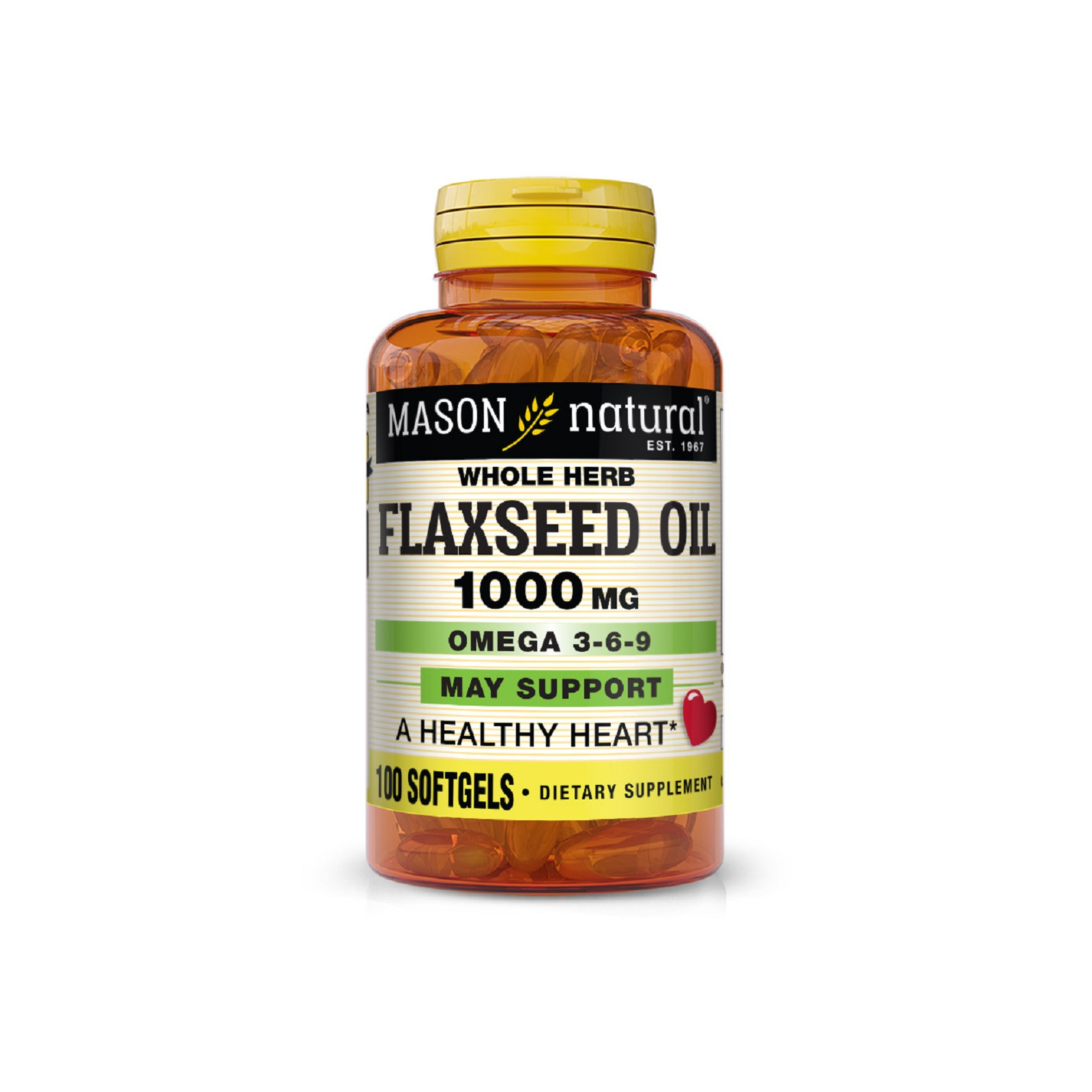 Травы Mason Natural Льняное масло 1000мг, Омега 3-6-9, Flax Seed Oil 1000 mg Ome (MAV13131)