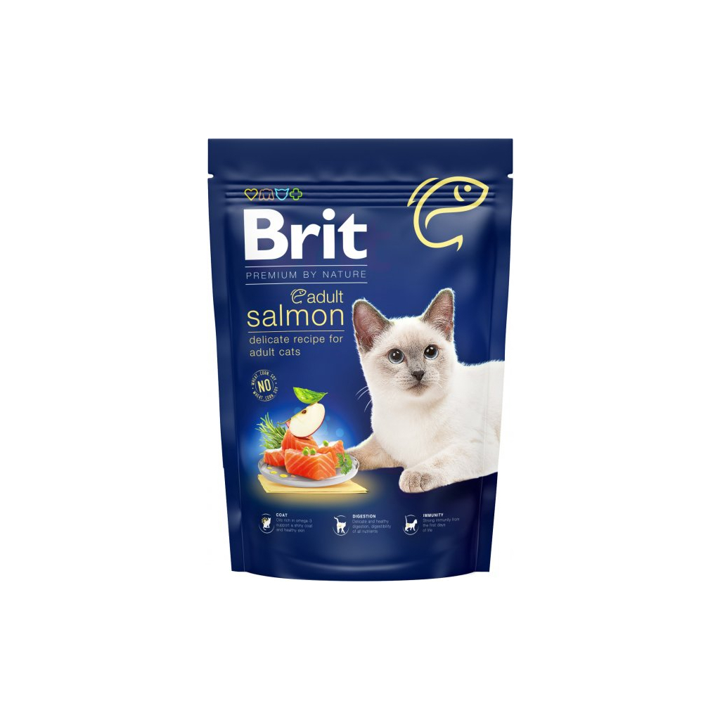 Сухий корм для кішок Brit Premium by Nature Cat Adult Salmon 300 г (8595602552979)