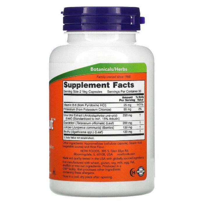 Травы Now Foods Баланс жидкости, Water Out, Fluid Balance, Now Foods, 100 ве (NOW-01908) изображение 2