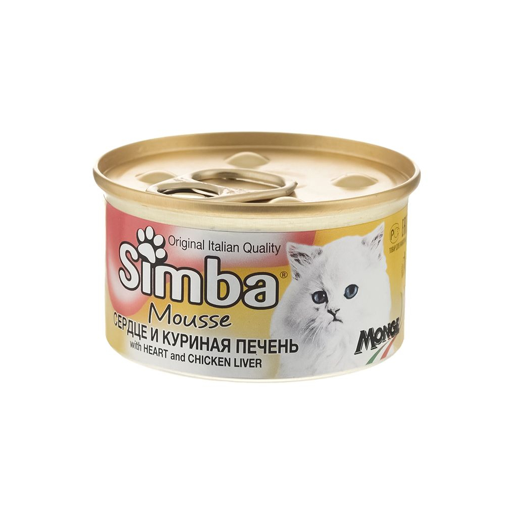 Консерви для котів Simba Cat Wet курячі сердечка та лівер 85 г (8009470009461)