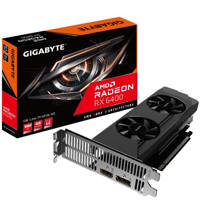 Видеокарта GIGABYTE Radeon RX 6400 4Gb LP (GV-R64D6-4GL)