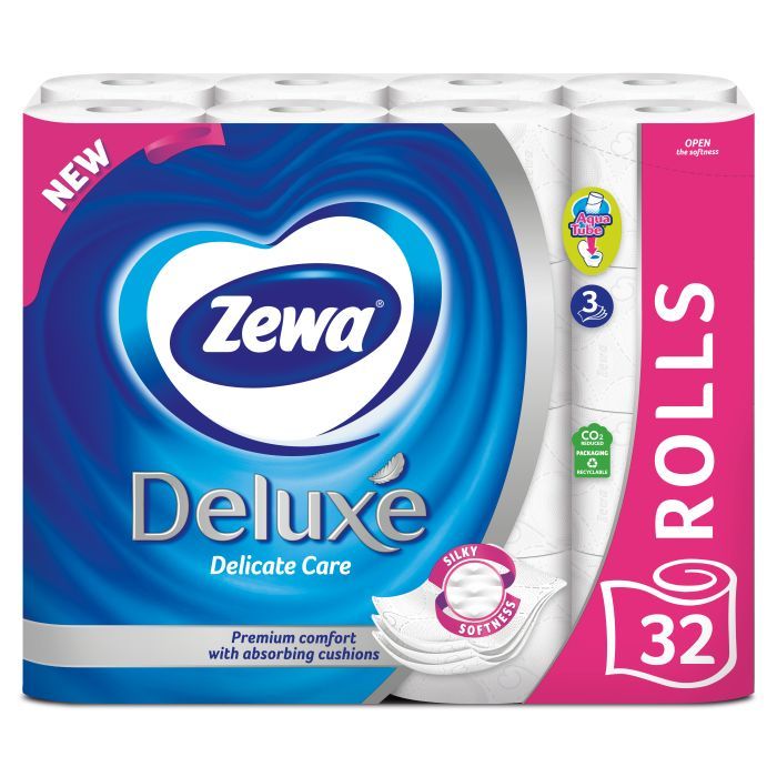 Туалетная бумага Zewa Deluxe белая 3 слоя 12 рулонов (7322540989779)