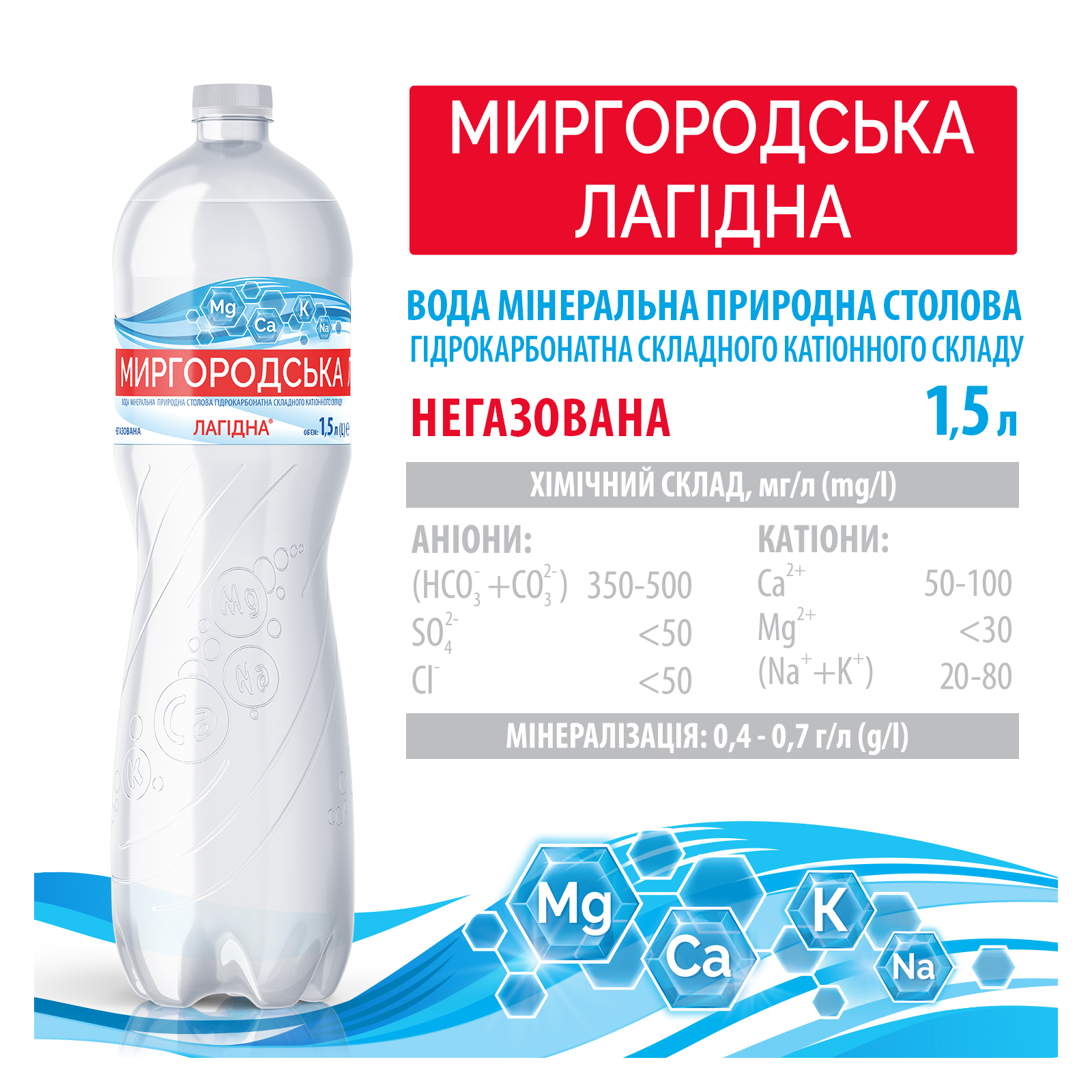 Мінеральна вода Миргородська Лагідна 1.5 н/газ пет (4820000431026) зображення 5