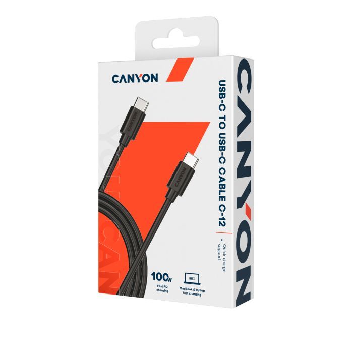 Дата кабель USB-C to USB-C 2.0m 100W 20V/ 5A white Canyon (CNS-USBC12W) изображение 2