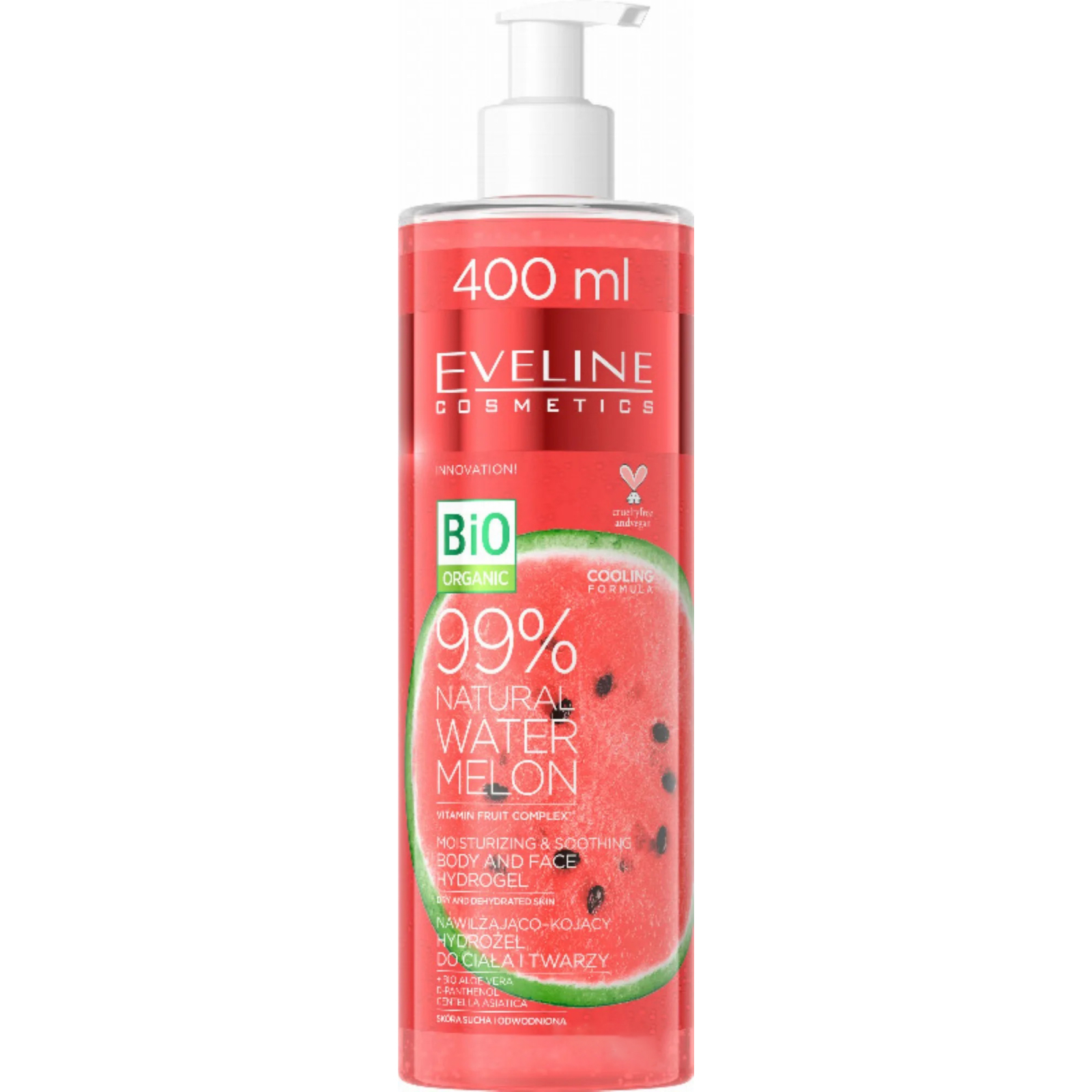 Гель для лица Eveline Cosmetics 99% Natural Watermelon 400 мл (5903416024392)