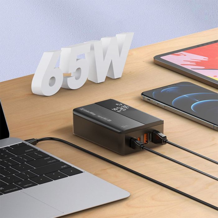 Зарядний пристрій ColorWay Power Delivery (2USB-A + 2USB TYPE-C) (65W) black (CW-CHS040PD-BK) зображення 5