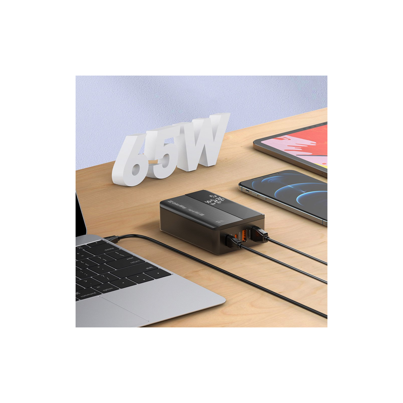 Зарядний пристрій ColorWay Power Delivery (2USB-A + 2USB TYPE-C) (65W) black (CW-CHS040PD-BK) зображення 5