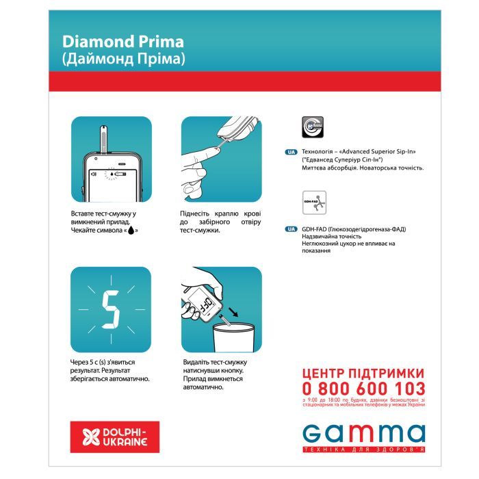 Глюкометр Gamma Prima (7640143656103) изображение 2