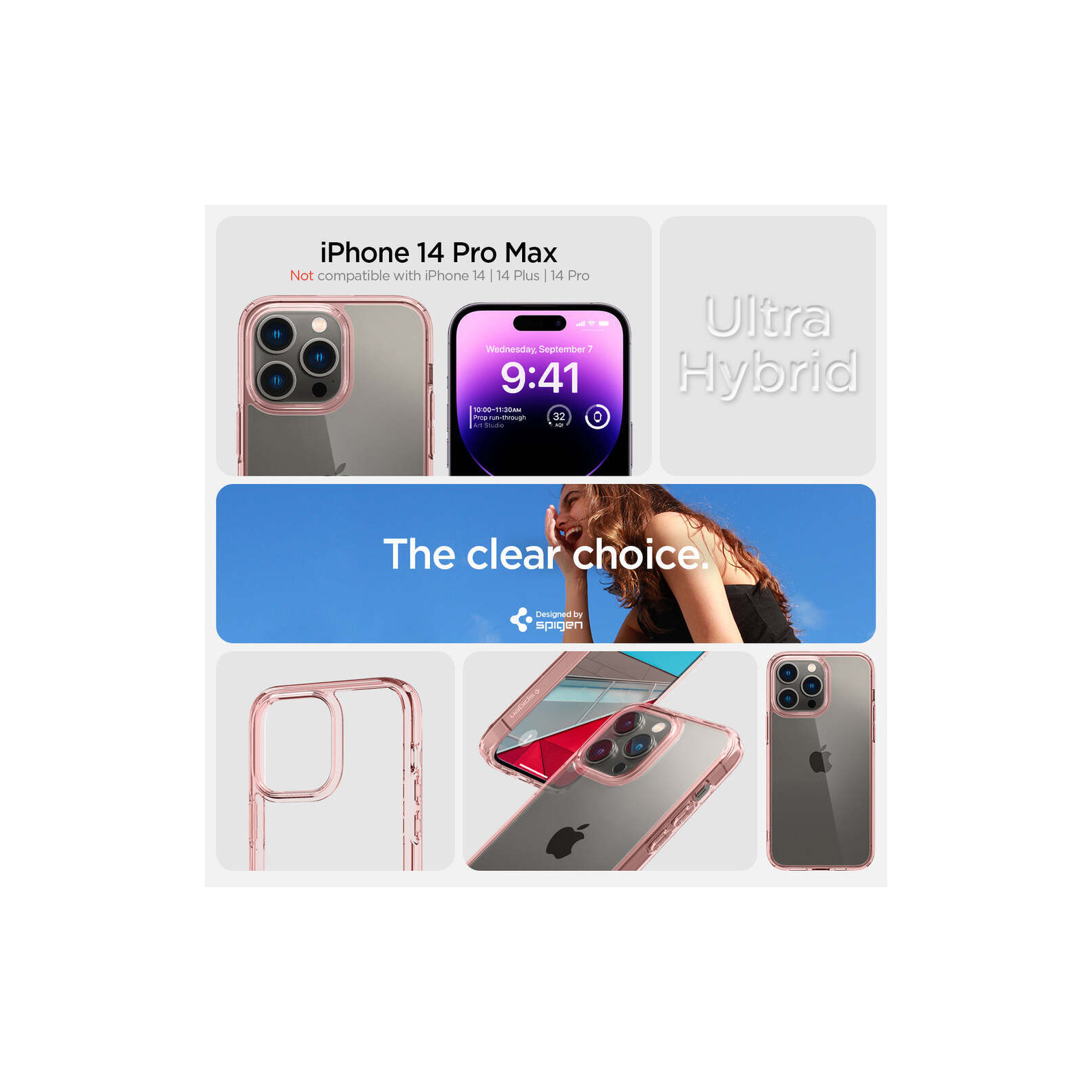 Чохол до мобільного телефона Spigen Apple iPhone 14 Pro Max Ultra Hybrid, Rose Crystal (ACS04818) зображення 3