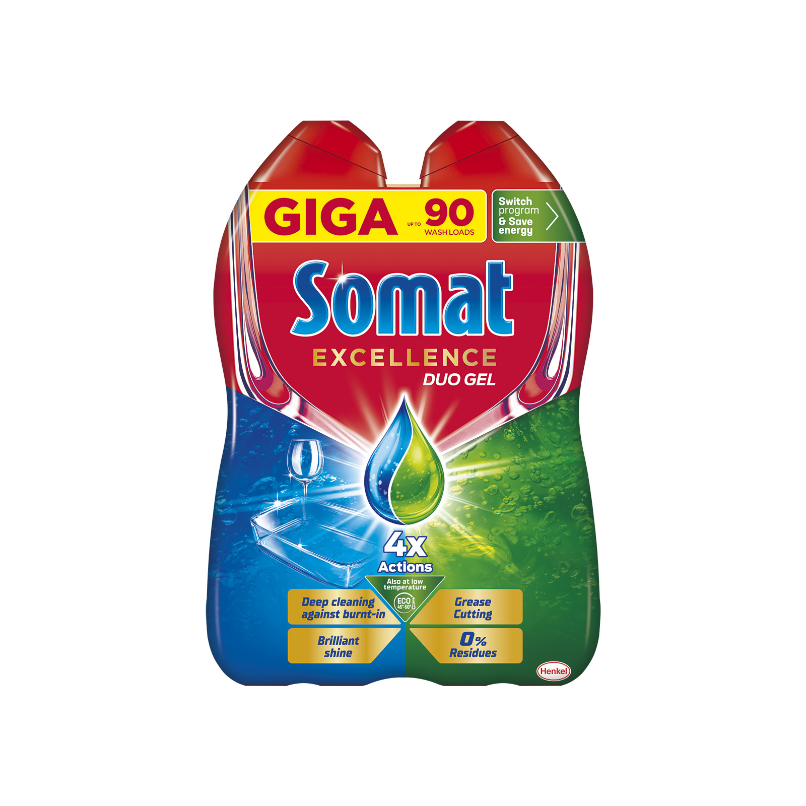 Гель для мытья посуды в посудомойке Somat Excellence Duo Gel Антижир 900+900 мл (9000101505900)