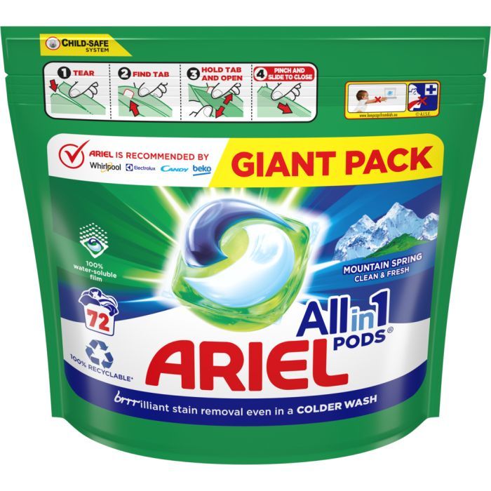 Капсулы для стирки Ariel Pods Все-в-1 Горный родник 44 шт. (8001090337108) изображение 2