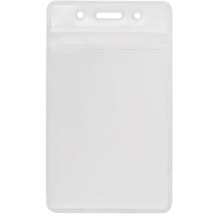Бейдж Optima вертикальный замок zip lock PVC, 62х91 мм (O45610)