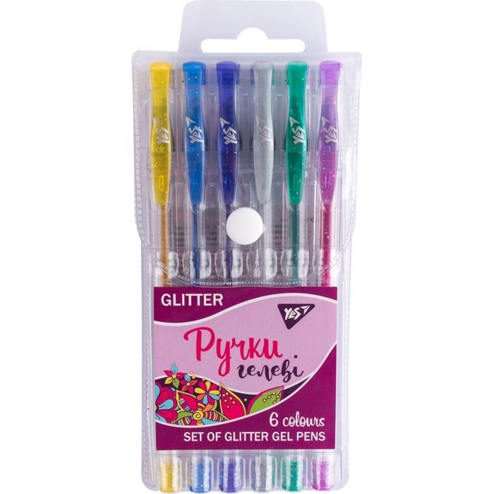 Ручка гелева Yes Glitter набір 6 шт (411702) зображення 4