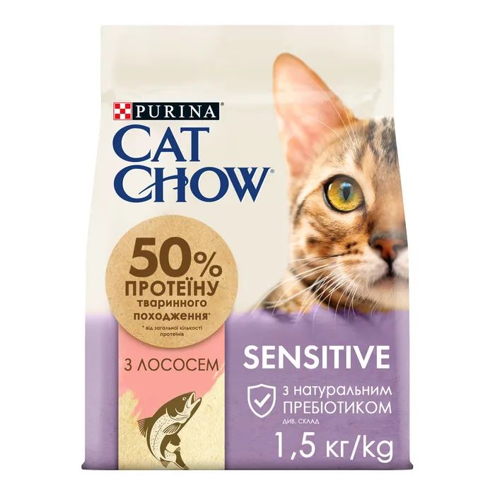 Сухой корм для кошек Purina Cat Chow Sensitive с лососем 15 кг (7613035394902)