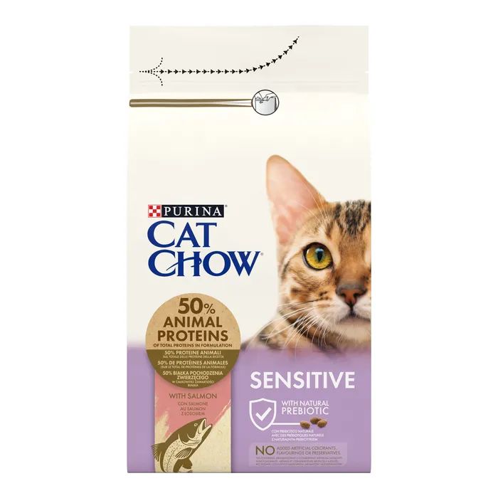 Сухой корм для кошек Purina Cat Chow Sensitive с лососем 15 кг (7613035394902) изображение 2