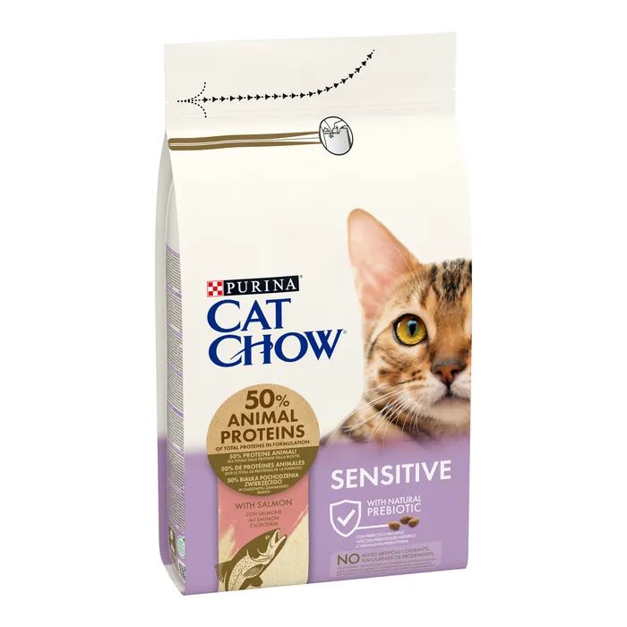 Сухой корм для кошек Purina Cat Chow Sensitive с лососем 15 кг (7613035394902) изображение 3
