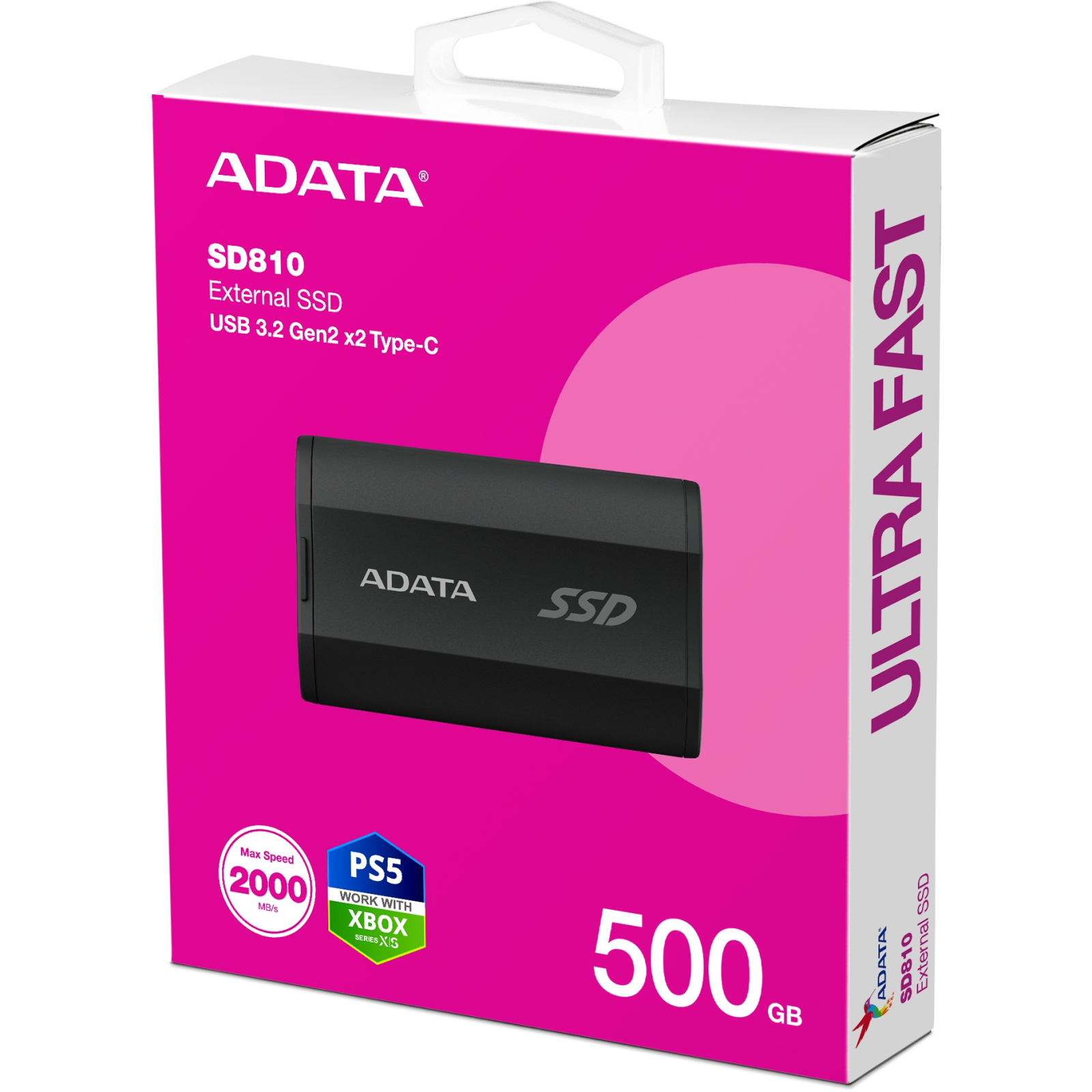 Накопитель SSD USB 3.2 500GB ADATA (SD810-500G-CBK) изображение 5