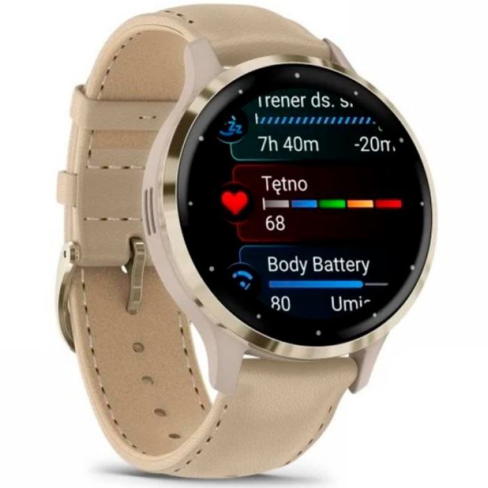 Смарт-часы Garmin Venu 3S, Fr. Gray + Soft Gold, Leather, GPS (010-02785-55) изображение 3
