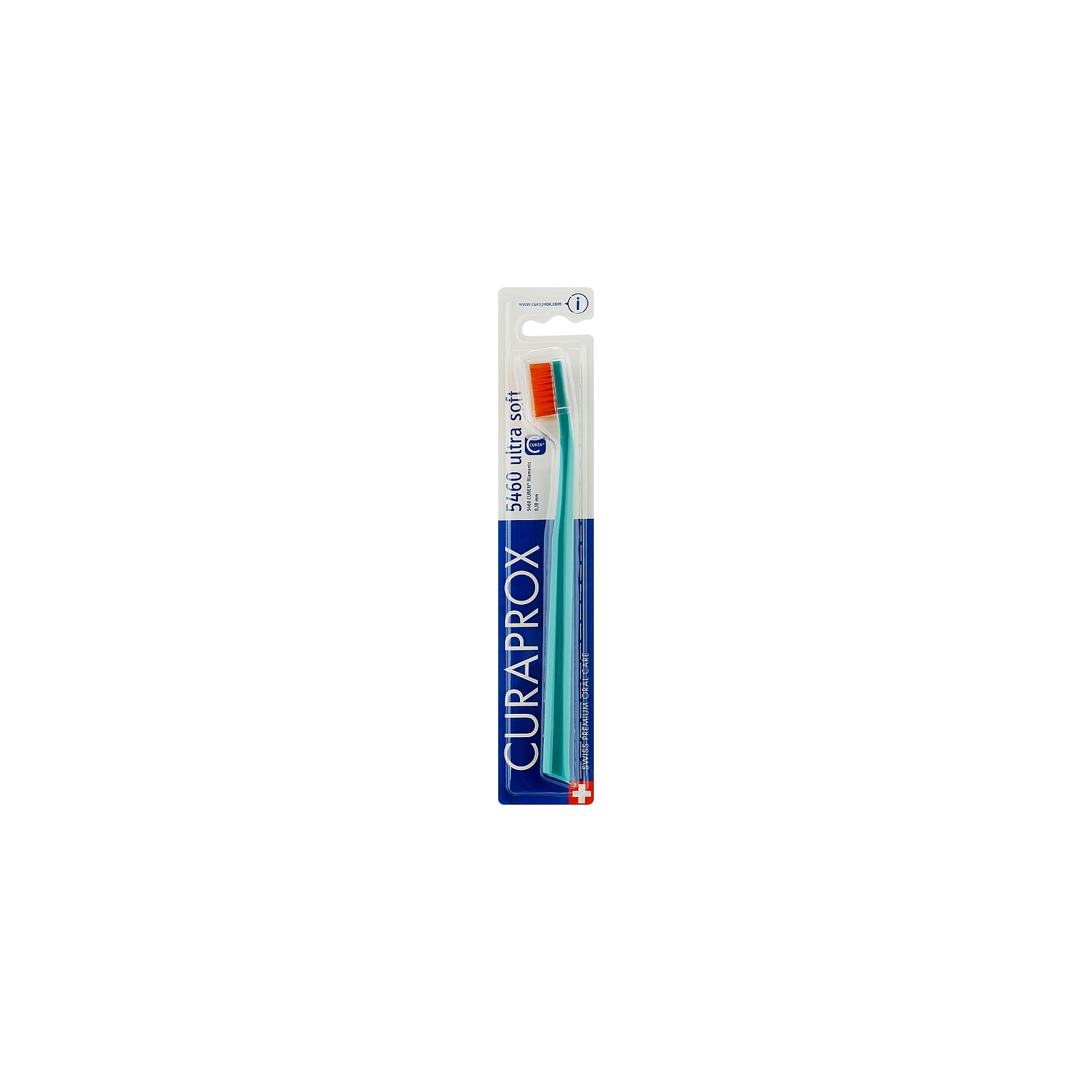 Зубна щітка Curaprox CS 5460 Ultra Soft Ультрам'яка D 0.10 мм Бірюзова з помаранчевою щетиною (CS 5460-30)