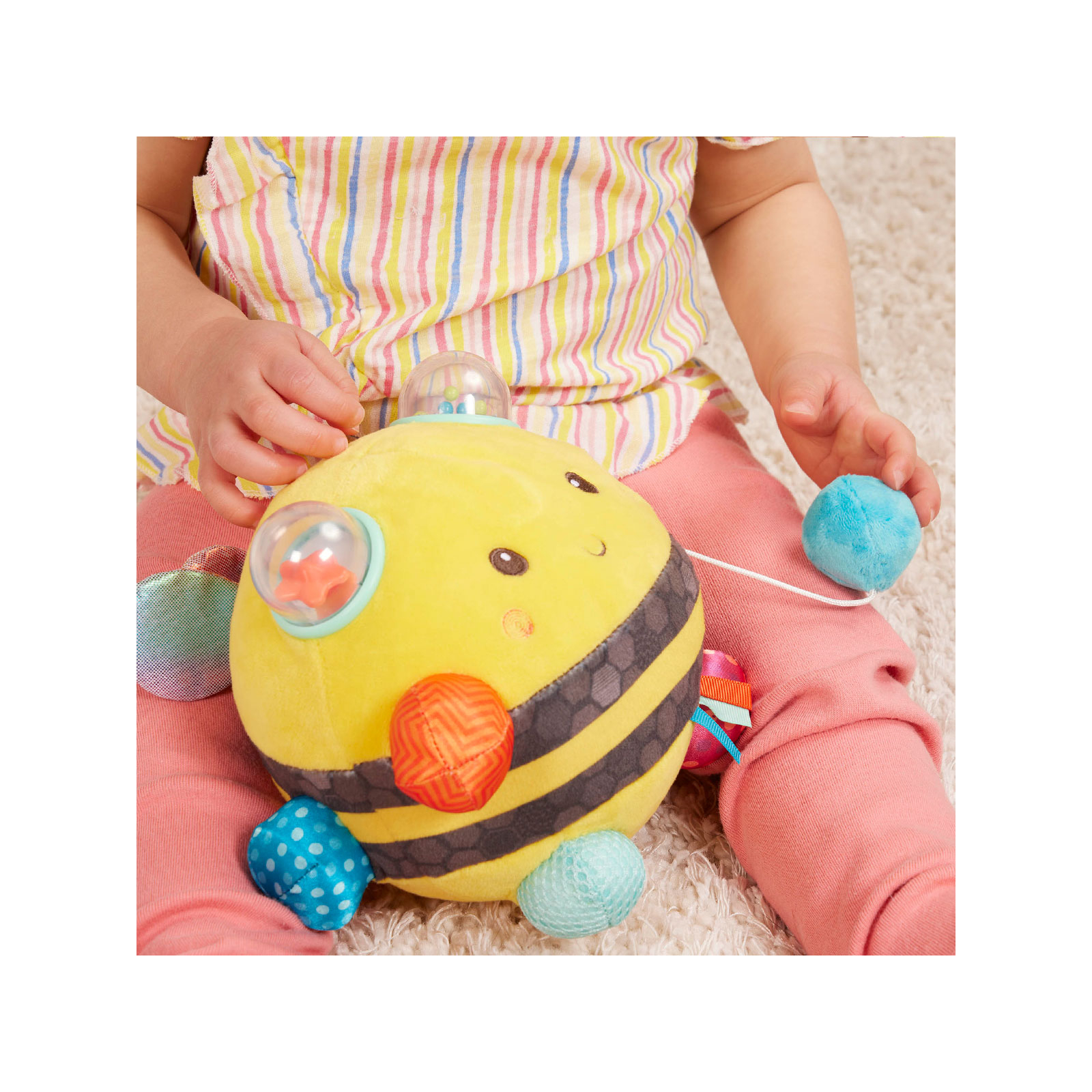 Развивающая игрушка Battat Сенсорная мягкая игрушка – Пчелка пушистик волчок (BX2037Z) изображение 7