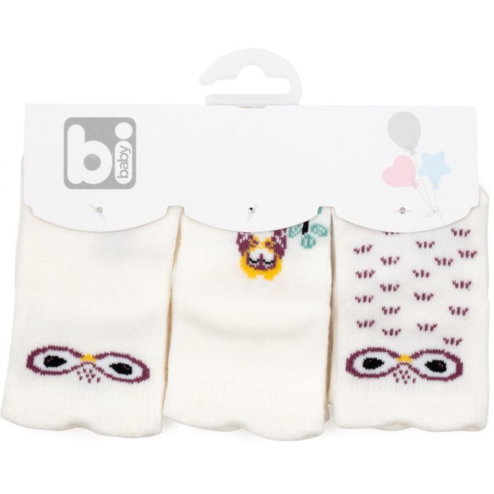 Шкарпетки дитячі Bibaby набір з совушками (68331-0-cream)