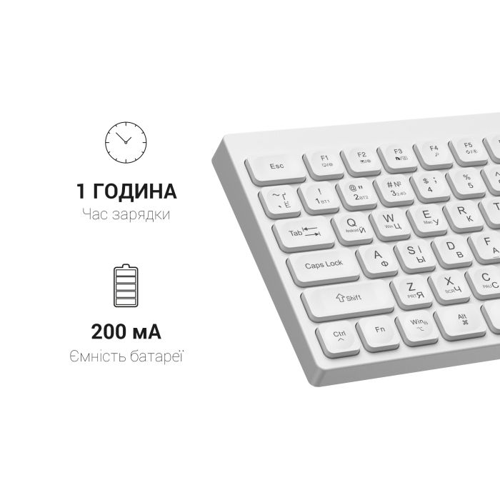 Клавіатура OfficePro SK955W Wireless/Bluetooth White (SK955W) зображення 10