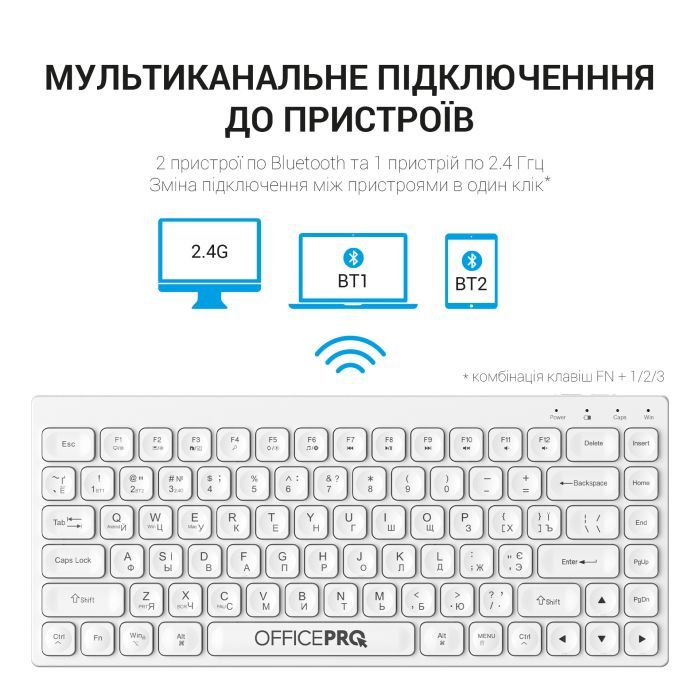Клавиатура OfficePro SK955W Wireless/Bluetooth White (SK955W) изображение 11