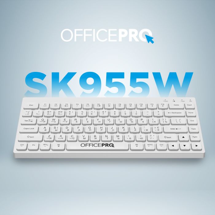 Клавіатура OfficePro SK955W Wireless/Bluetooth White (SK955W) зображення 7