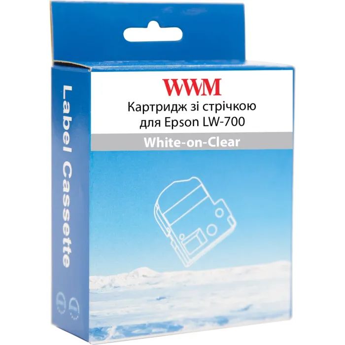 Лента для принтера этикеток WWM для Epson LW-700 24mm х 8m White-on-Clear (WWM-ST24S) изображение 2