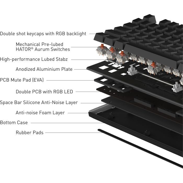 Клавиатура Hator Gravity X TKL Orange USB Black (HTK550UA) изображение 2