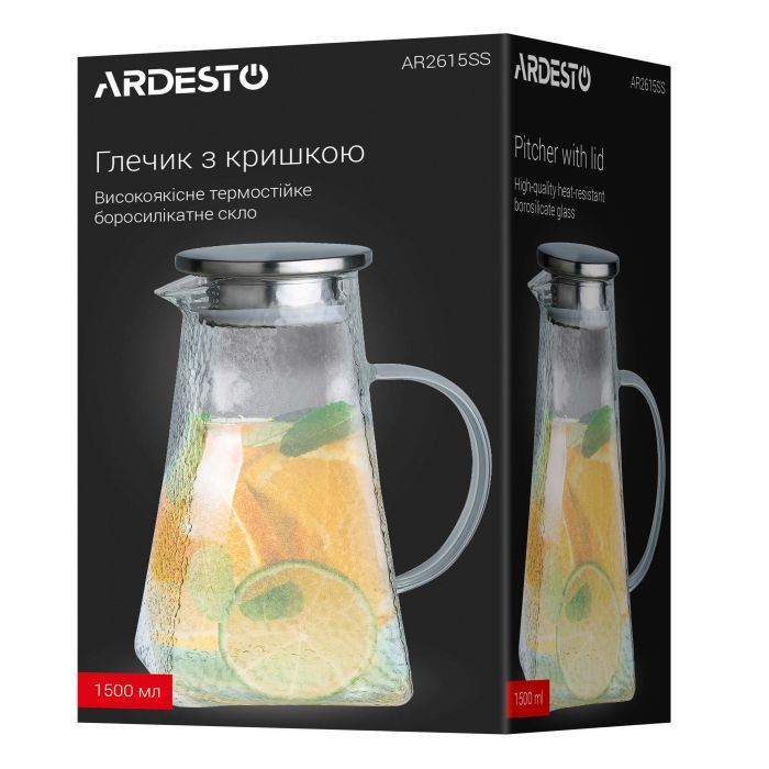 Кувшин Ardesto 1500мл, боросилікатне скло, нержавіюча сталь, прозорий (AR2615SS) изображение 5