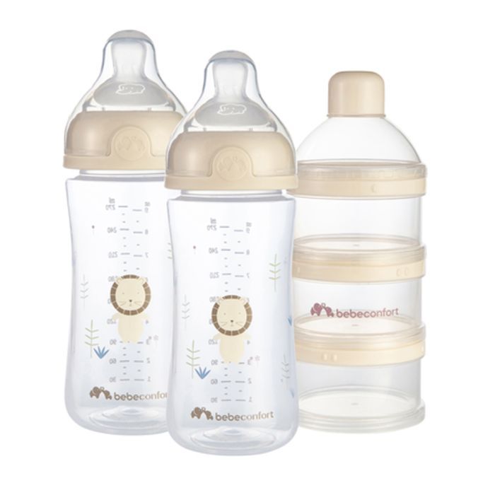 Набор для кормления новорожденных Bebe Confort Physio Air, 270 мл, 2 шт + диспенсер (Sand) (3102202360)