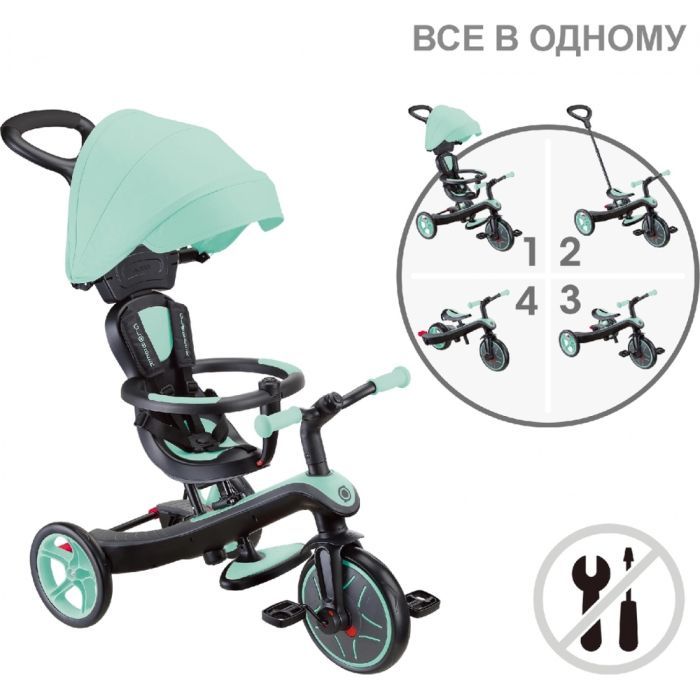 Детский велосипед Globber Explorer Trike 4 в 1, мятный (634-206) изображение 9