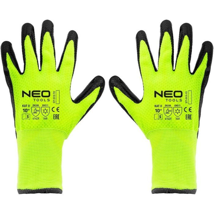 Захисні рукавиці Neo Tools утеплені, латексне покриття, поліестер, р.10, зелено чорні (97-613-10) зображення 6