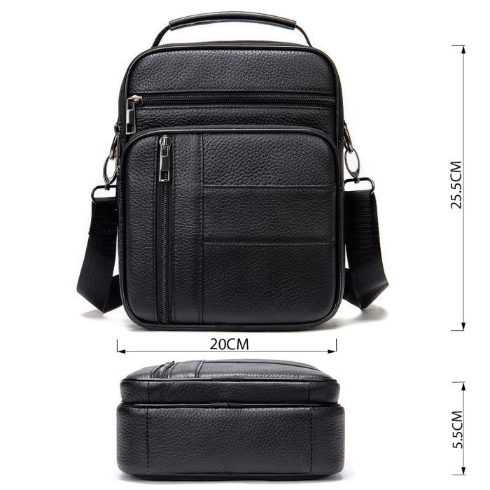 Сумка Vintage Кожаная Черная (20347) изображение 3