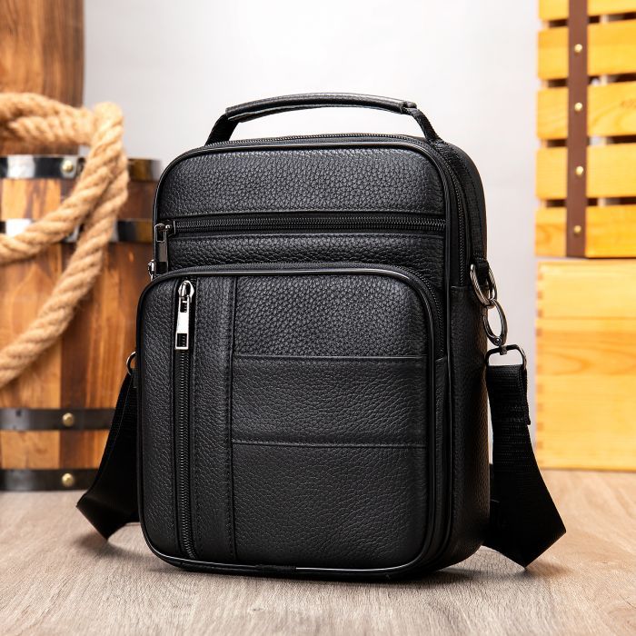 Сумка Vintage Кожаная Черная (20347) изображение 7